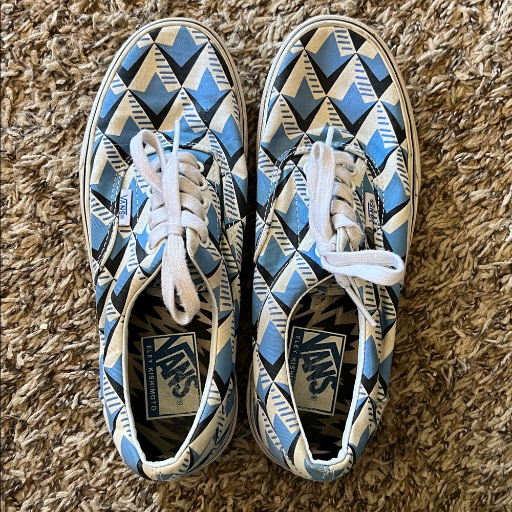Vans Blue and White Patterned Sneakers